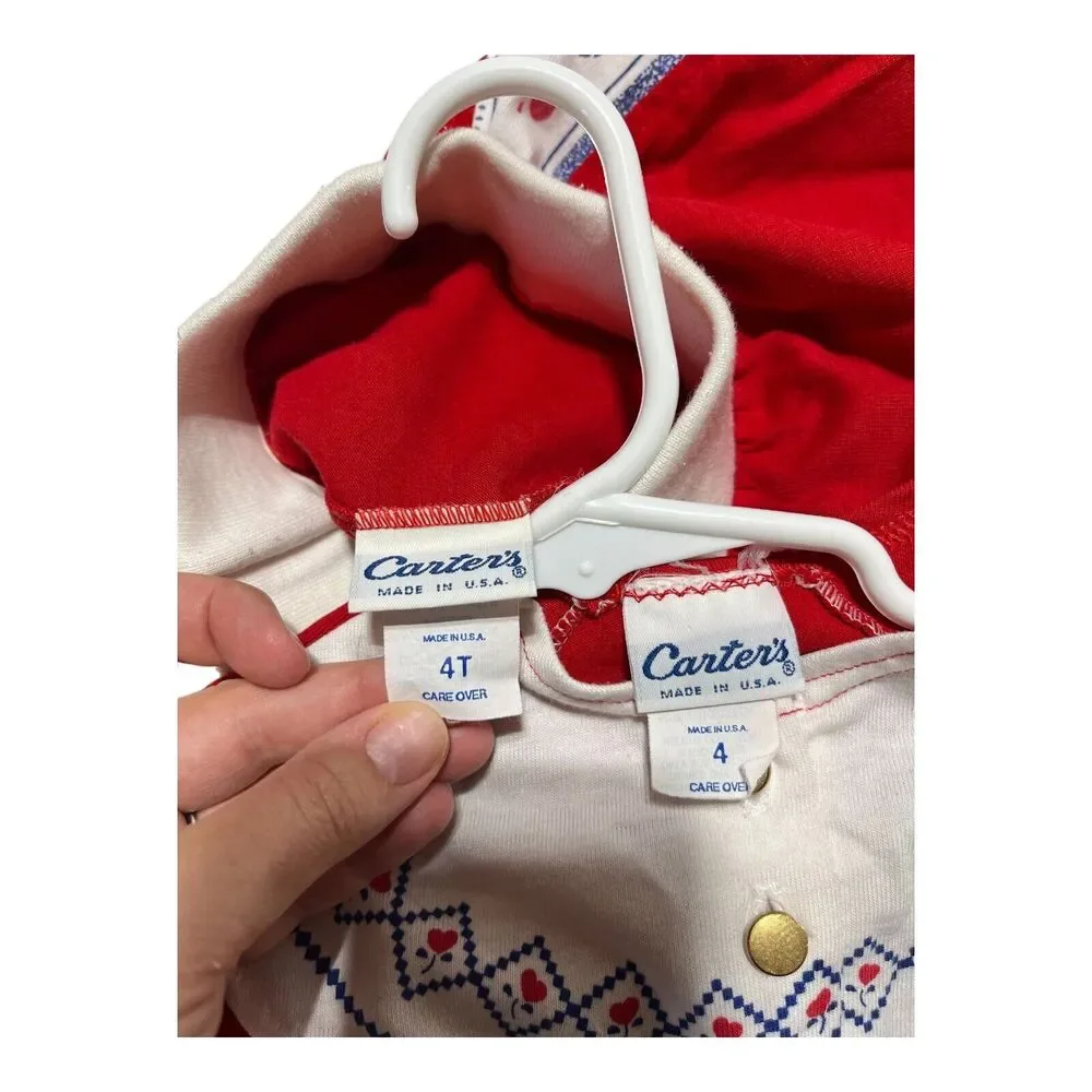Vintage Carter’s Girls Two Piece Outfit Top Shorts Red TODDLER SIZE 4/4T USA